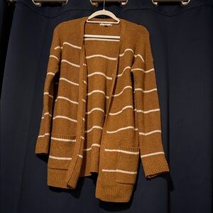 Pink Rose Brown and White Striped Cardigan